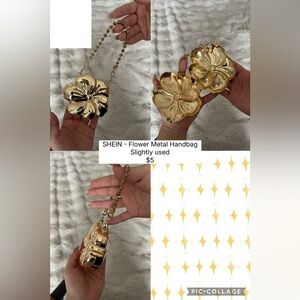SHEIN Gold Floral Metal Clutch